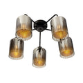 Seymour 5 Light Semi Flush with Smoked Glass and Metal interior 5 x E27