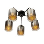 Seymour 5 Light Semi Flush with Smoked Glass and Metal interior 5 x E27