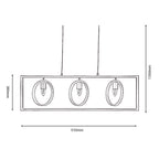 Finley Geometric 3 Light Pendant Bar With Black Framework and Wooden Detailing, 3x E27