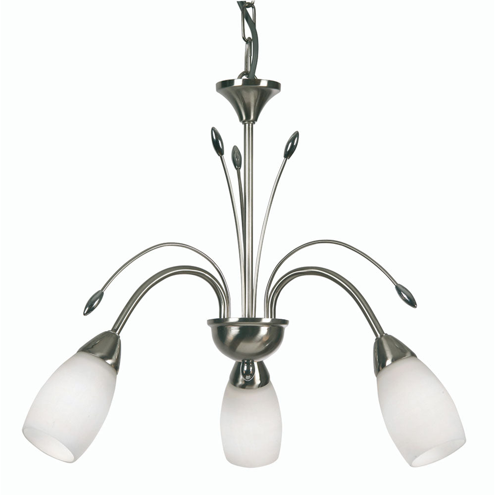 Antwerp 3 Light Pendant with Frosted Floral Style Glass E14  (Oaks 4316/3)