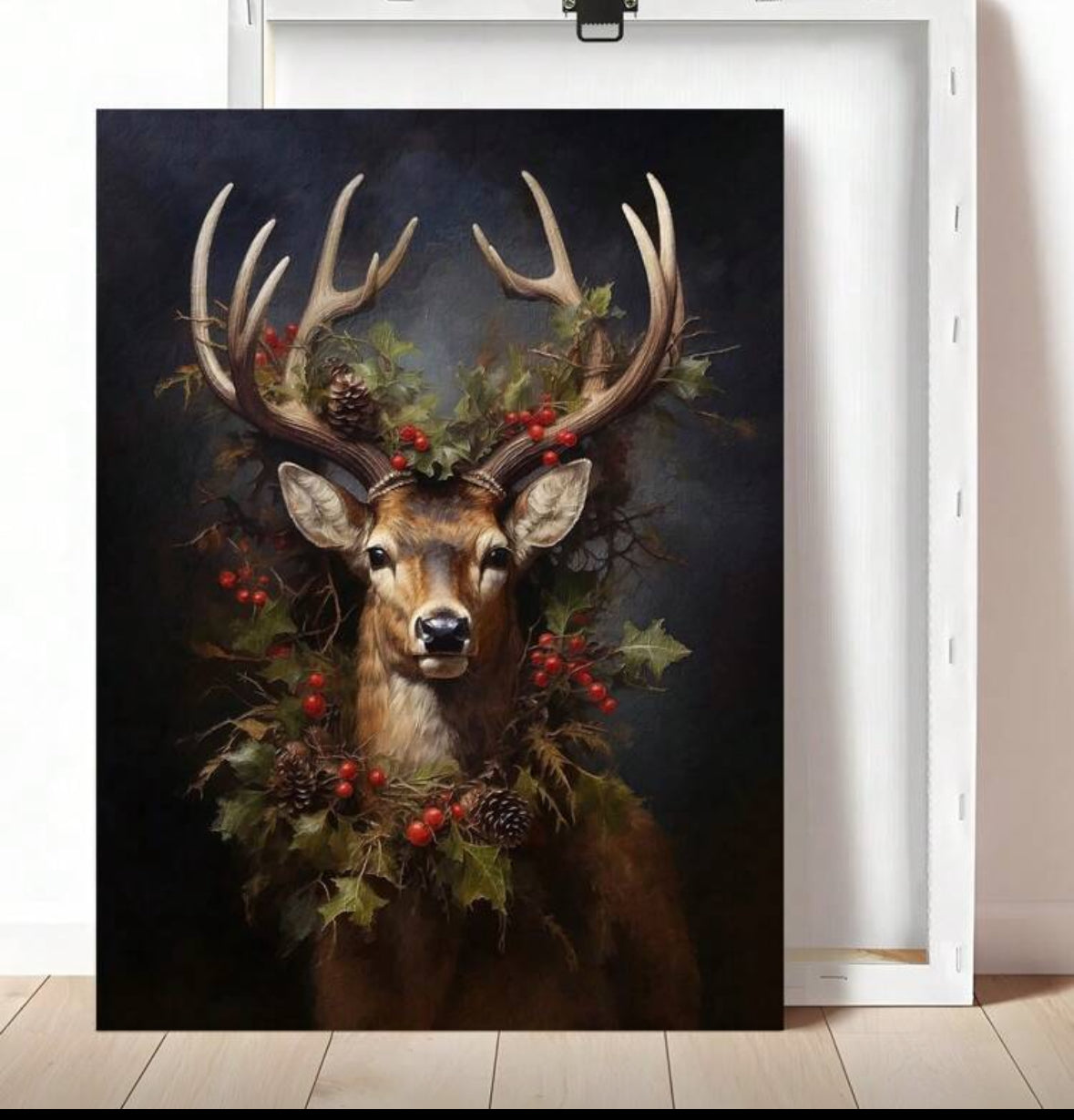Winter stag Christmas Art Print