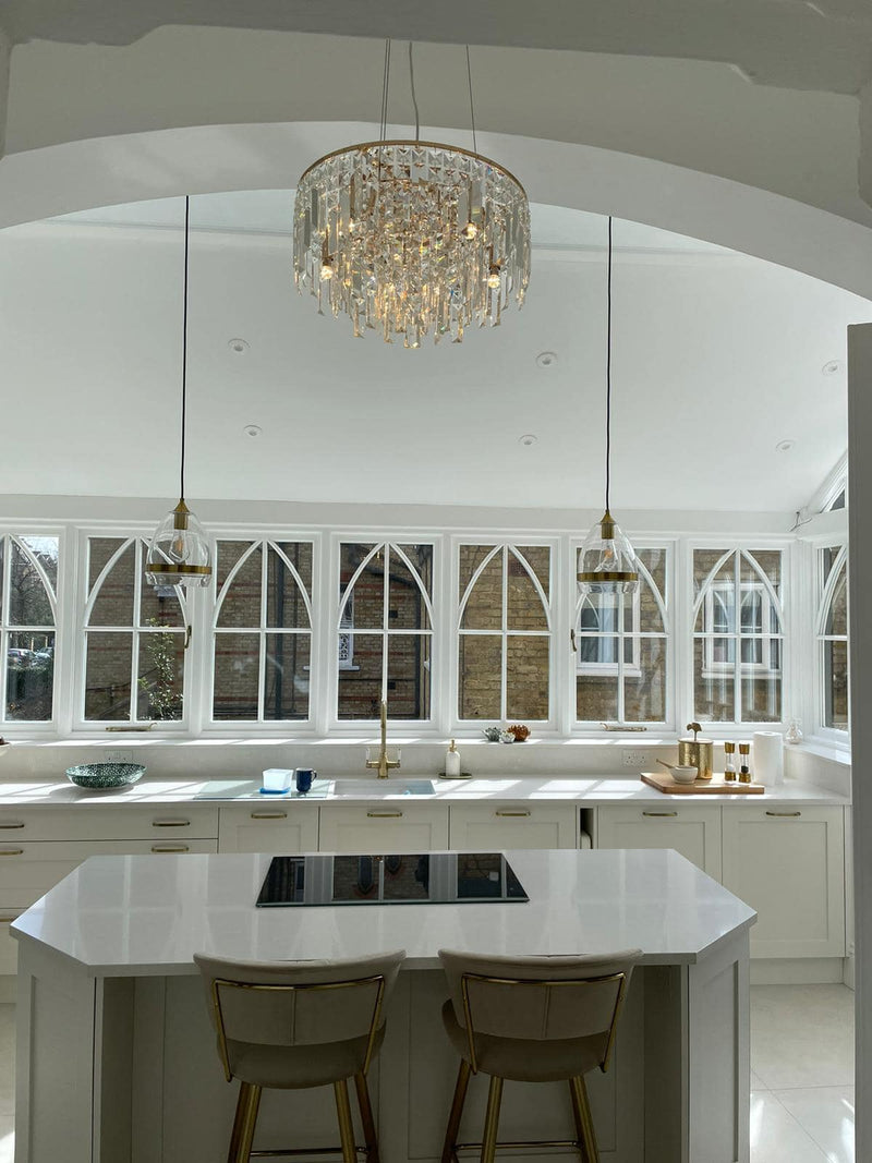 Maddison Chandelier & Giza Spotlights for a classy Kitchen