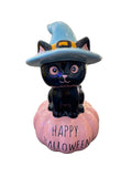 Halloween Cat on Pumpkin Ceramic Figure