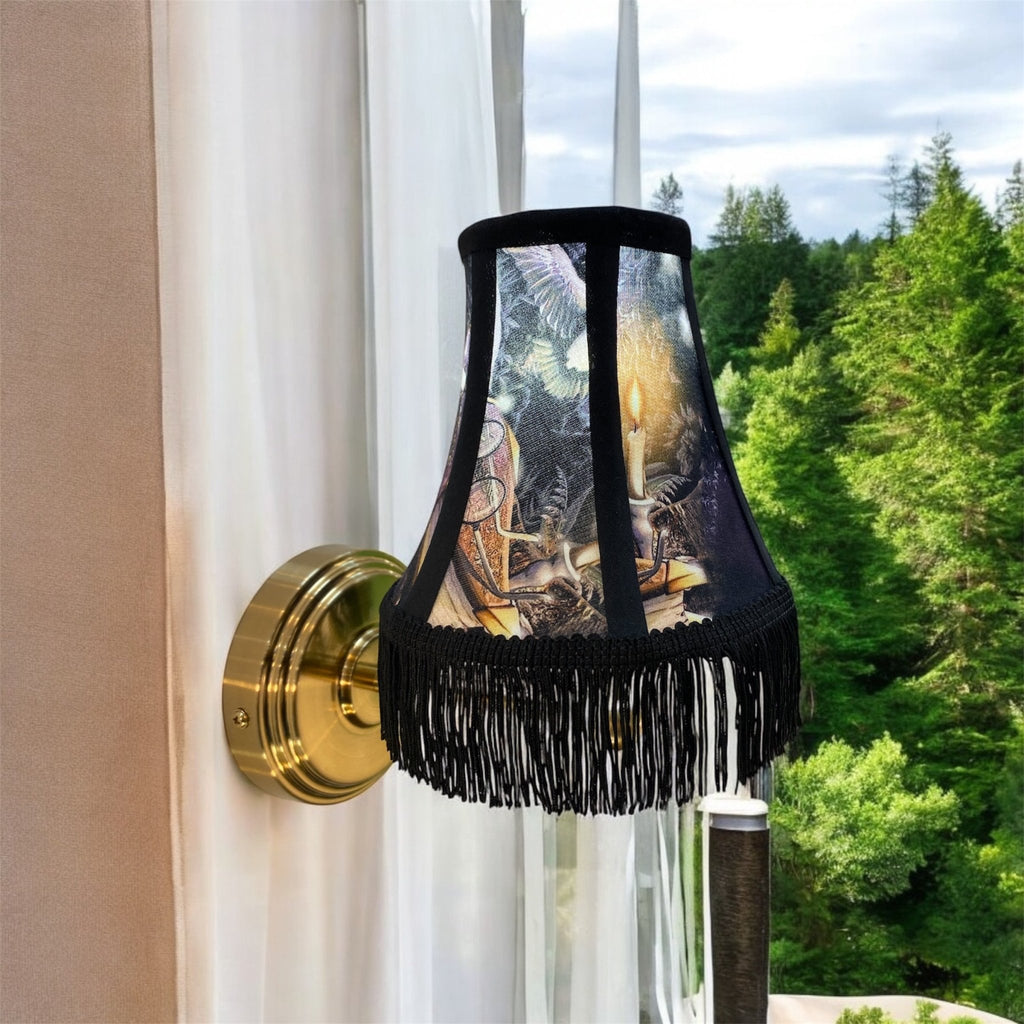 5" Handmade English Wizard themed Traditional Shaped Lamp Shade With a Candle Clip (S650) - Luminosity Designs Ltd