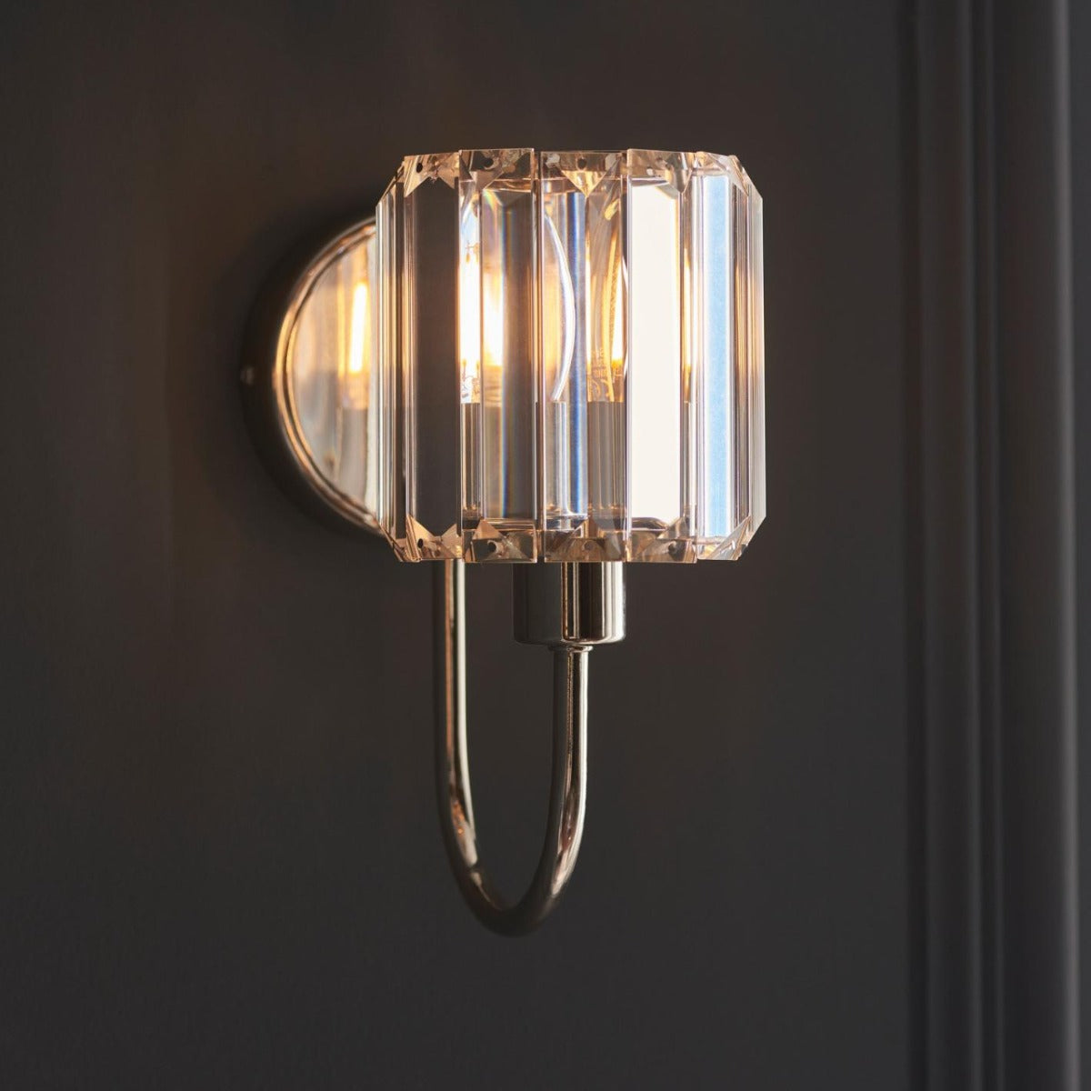 Endon Berenice Single Wall Light in Antique Brass or Chrome with Clear Glass (END/107803)