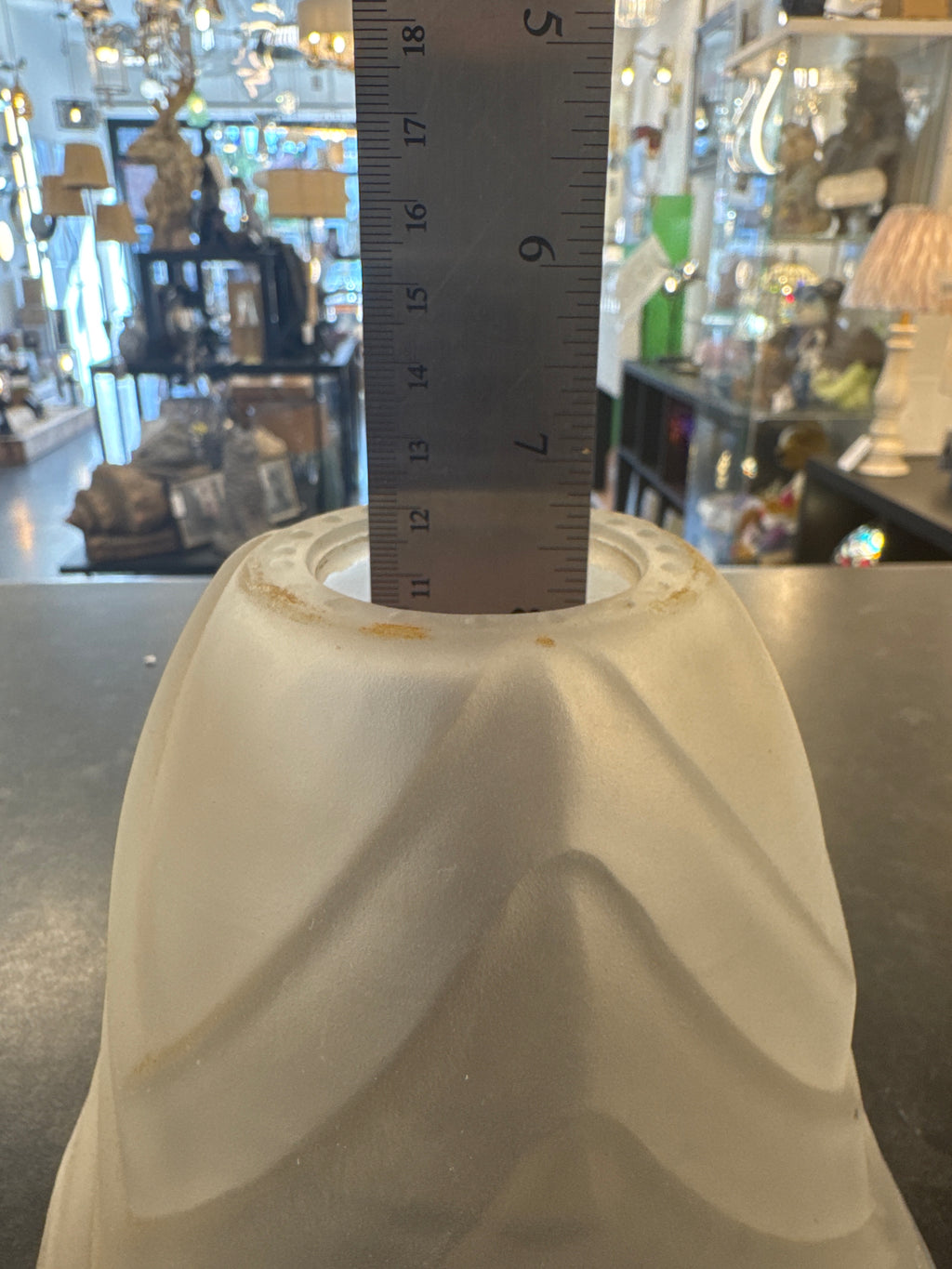 (34) Unknown Fitting - Vintage glass bell shade with ridged design for ES lampholder