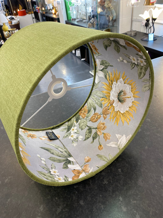 Hand Crafted Drum Lampshade - Green Floral