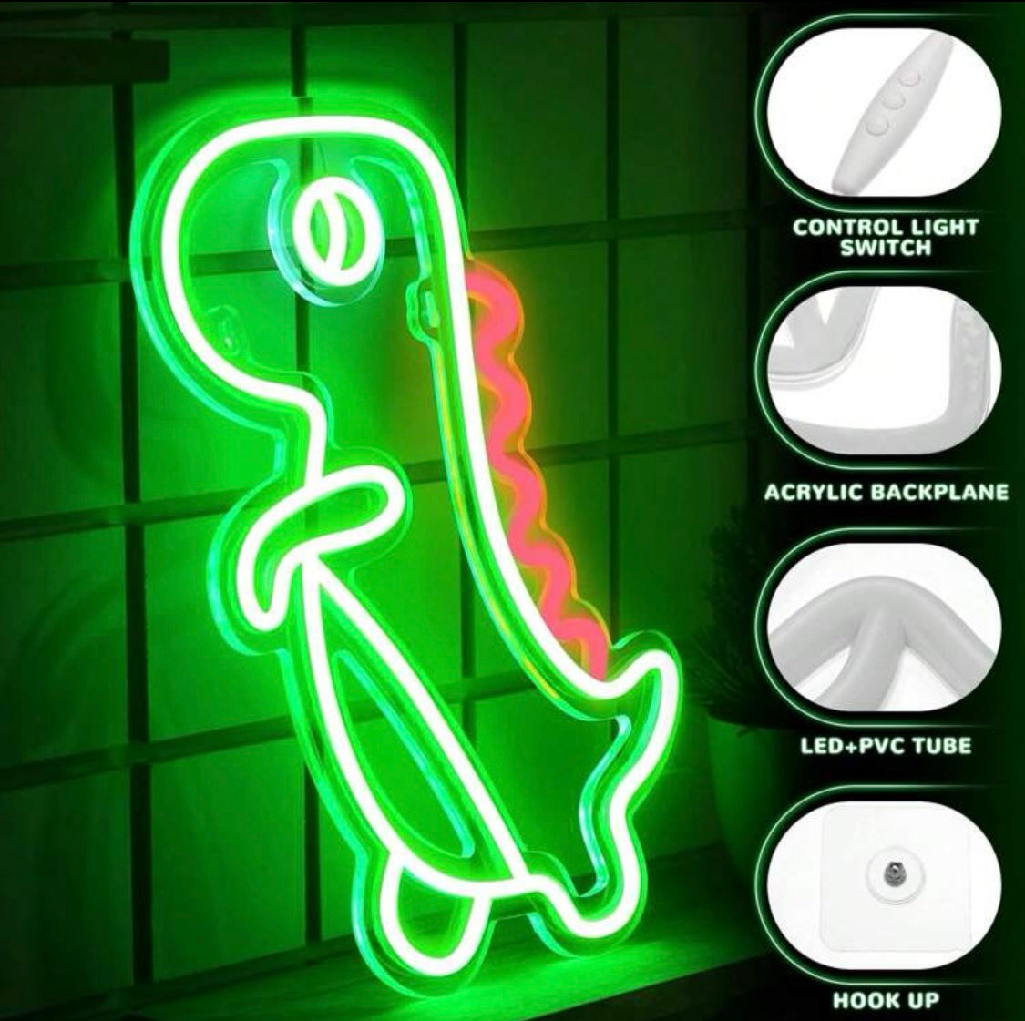 Led Neon Dinosaur Playroom Sign