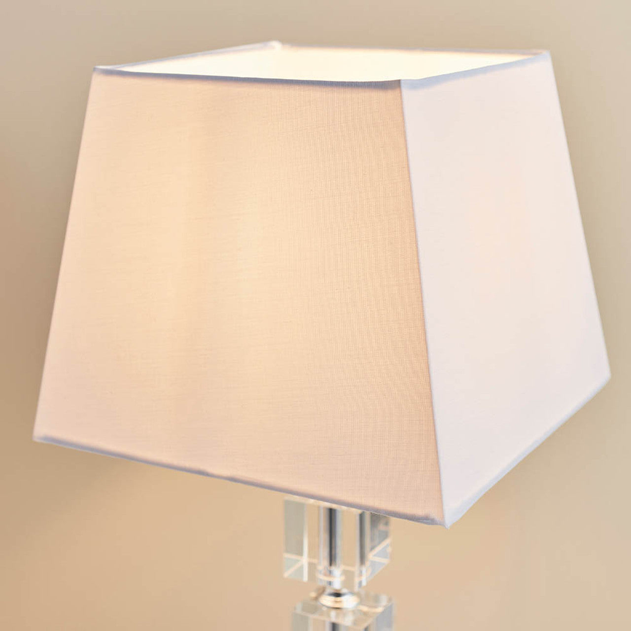 Endon Murford Polished Chrome and Acrylic Table Lamp Complete with White Cotton Shade, 1x E14 (96940-TLCH)