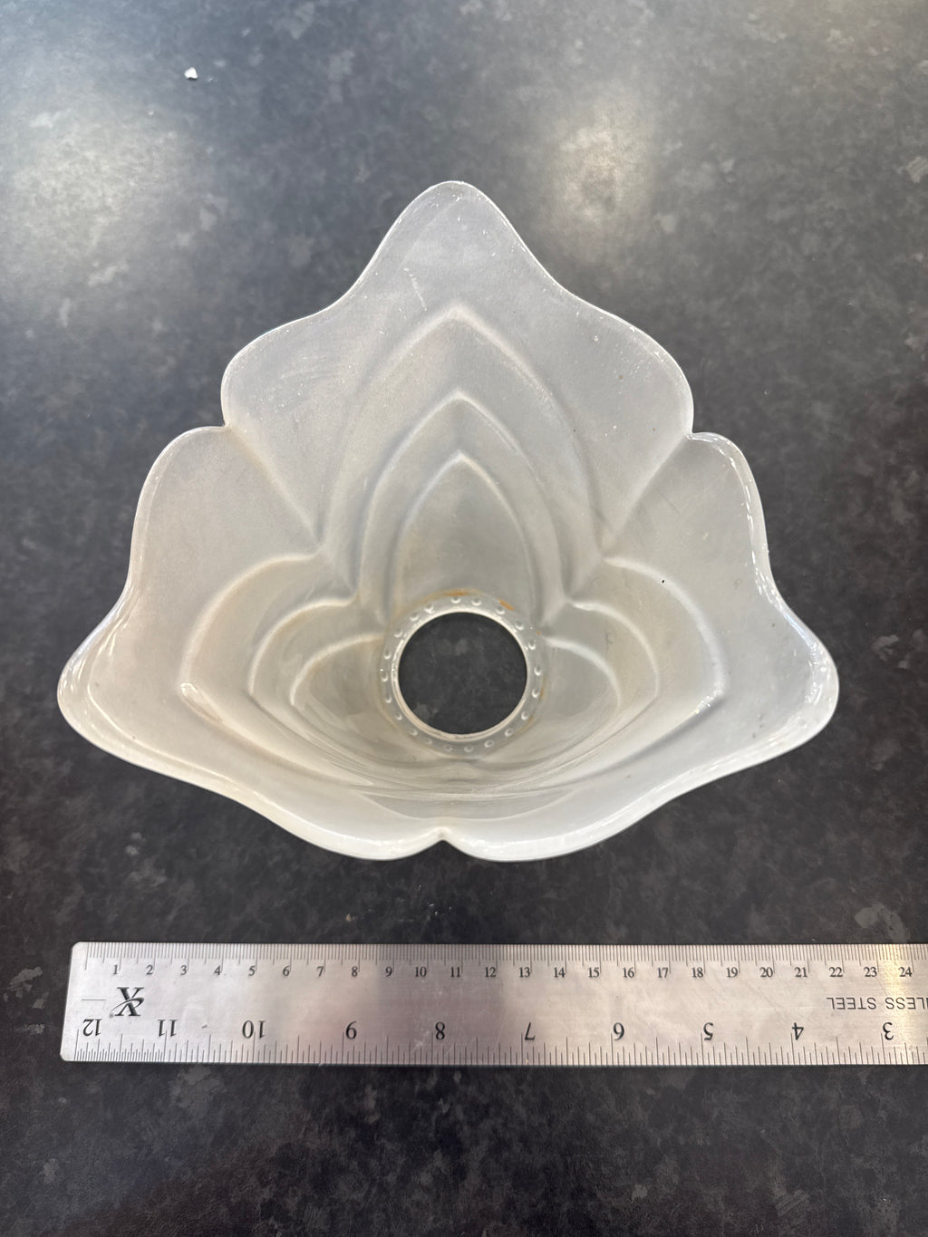 (34) Unknown Fitting - Vintage glass bell shade with ridged design for ES lampholder