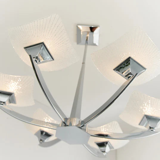 Endon Ayres Art Deco Style, 4 Light G9, Semi Flush, Polished Chrome Plate/Scavo Glass Finish (AYRES-4CH)