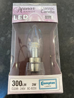 BULK BUY - Box of 5x LED Manor BC/B22 Candle Bulbs