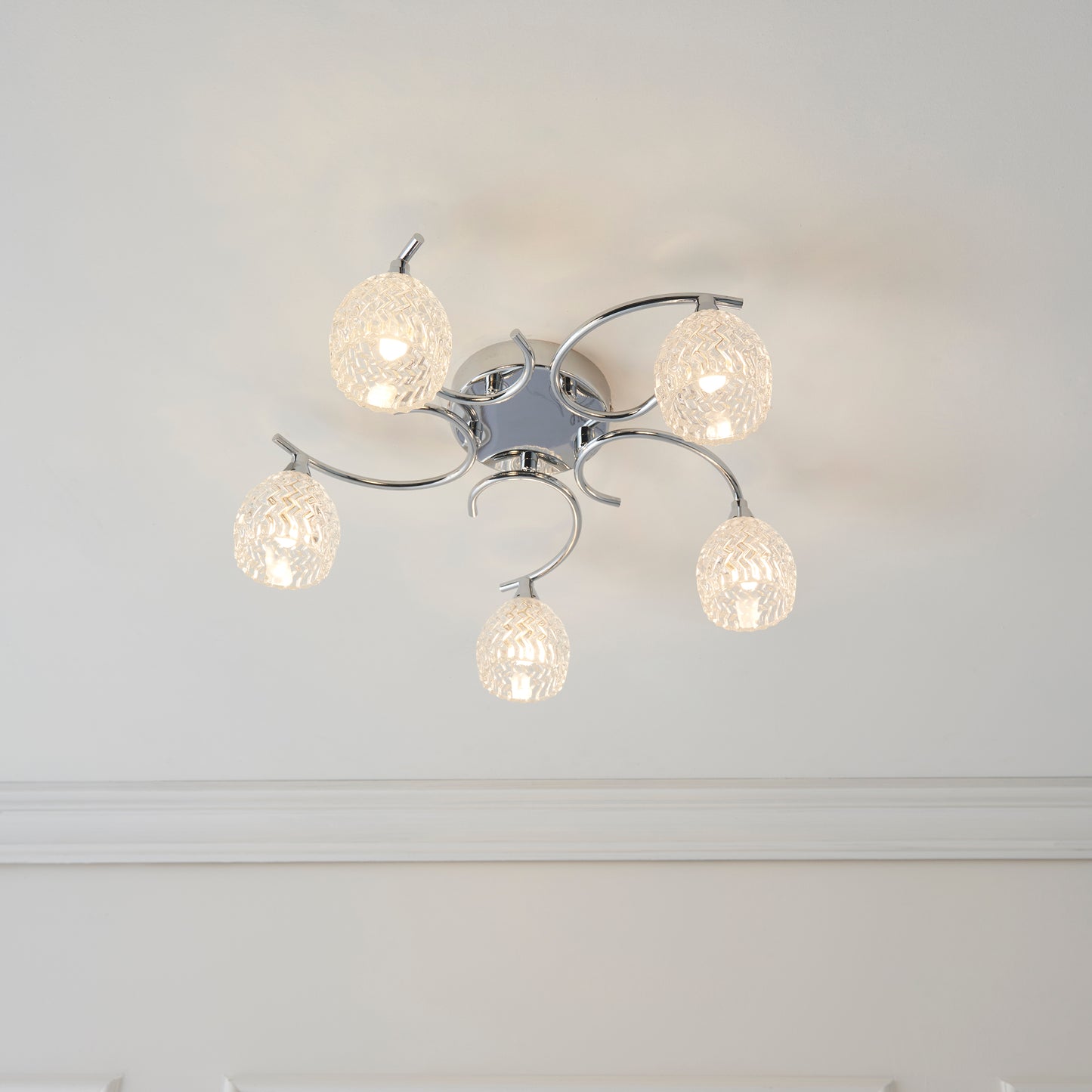 Boyer 5 Light Semi Flush Ceiling Fitting with Cut Glass Shades