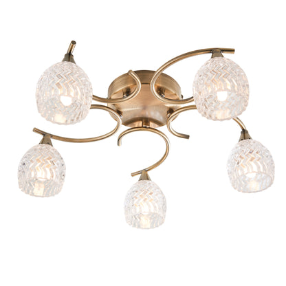 Boyer 5 Light Semi Flush Ceiling Fitting with Cut Glass Shades