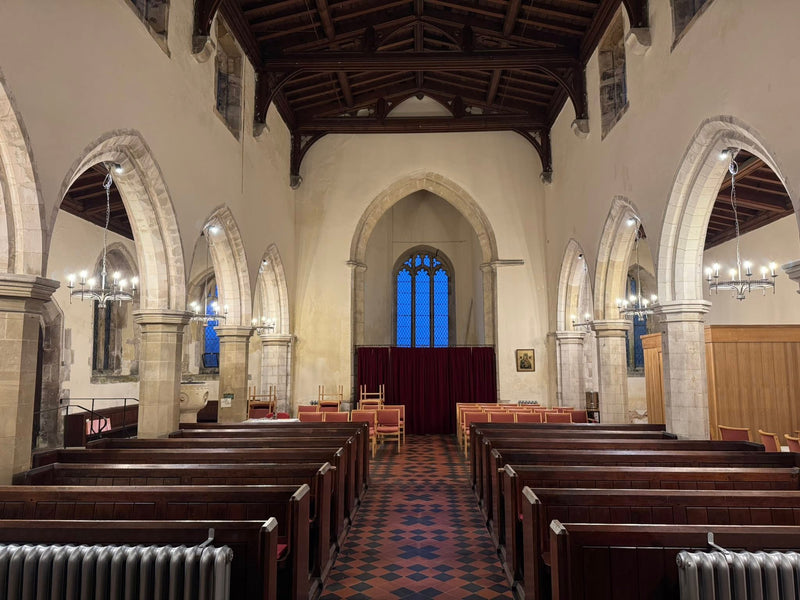 Skipsea Church with Crown Chandeliers and Integral LED GU10 Spotlights