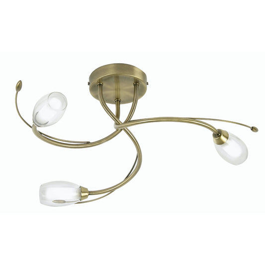 Pandora Semi Flush Traditional Ceiling Light, 3x G9   (Oaks 1203/3)