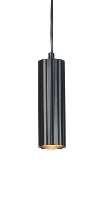 Sanson GU10 Single Pendant with Ridged Metal Casing and Matt Paint Finish