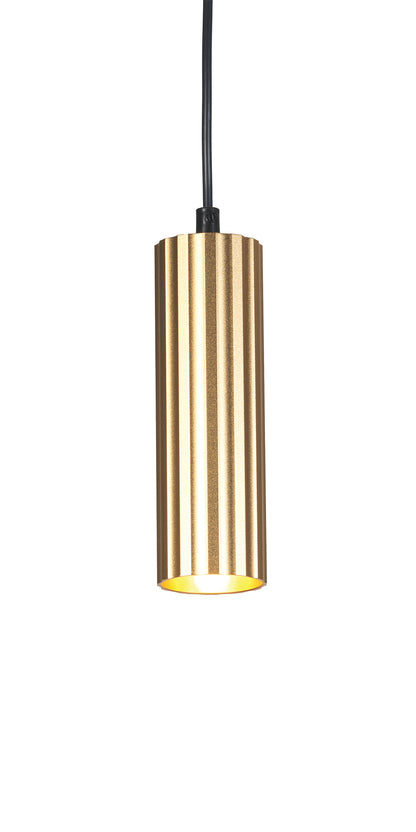 Sanson GU10 Single Pendant with Ridged Metal Casing and Matt Paint Finish