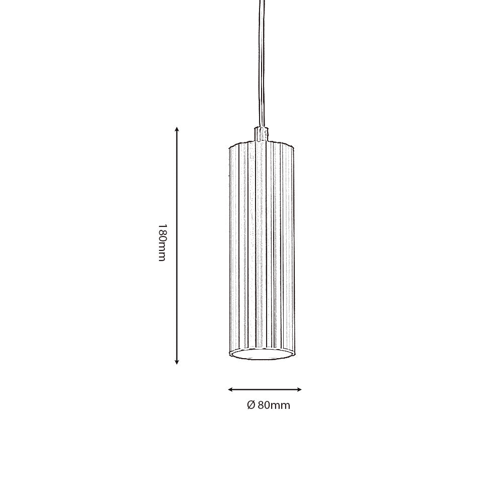 Sanson GU10 Single Pendant with Ridged Metal Casing and Matt Paint Finish