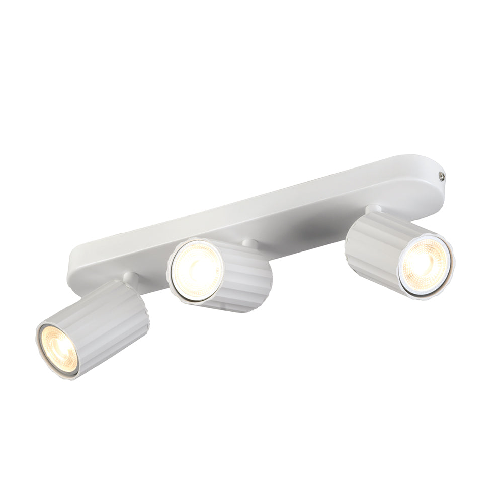 Sanson GU10 3 Light Spot Bar with Ridged Metal Casing and Matt Paint Finish