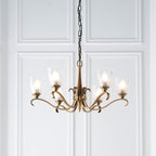 Interiors 1900 Columbia Antique Brass and Glass Finish Chandelier, 6x E14
