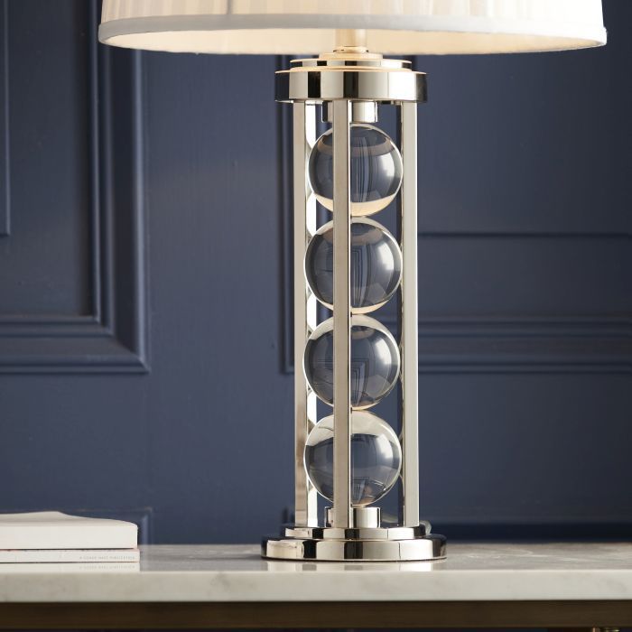 Interiors 1900 Newton Table in Polished Nickel Plate & Clear Crystal