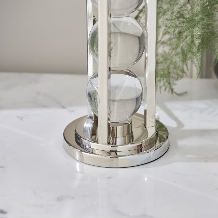 Interiors 1900 Newton Table in Polished Nickel Plate & Clear Crystal