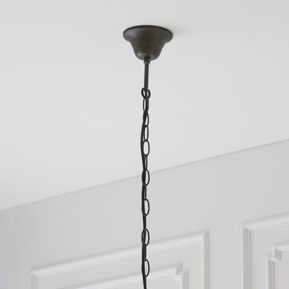 Large Tiffany Willow 3 Light E27 Pendant in Tiffany Glass & Dark Bronze Finish With Highlights (64384)