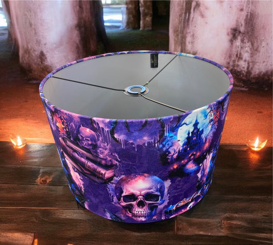 Hand Crafted Drum Ceiling Lampshade - Gothic Magic 45cm