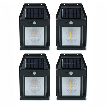 Set of 4 Mini Lantern Solar PIR Wall Light