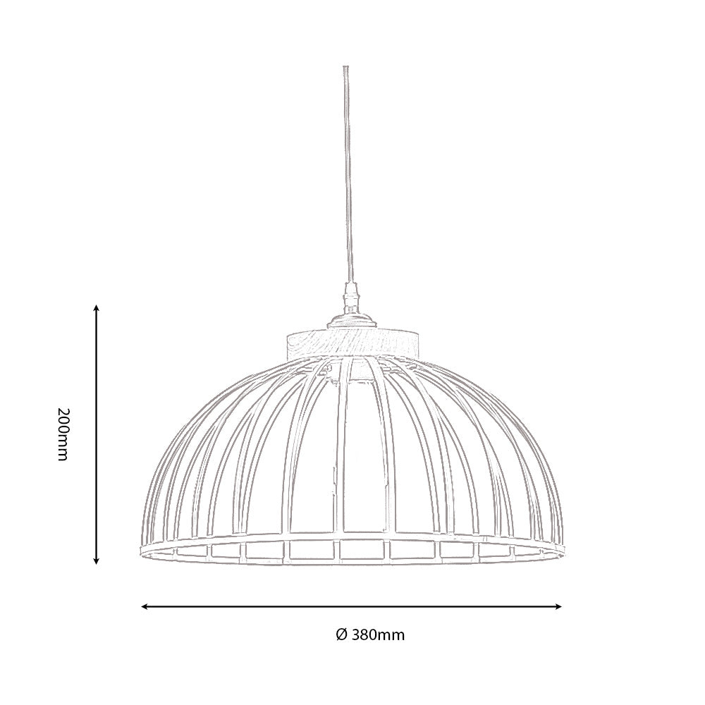 Pori Large Non Electric Pendant Shade in Matt Black Metalwork With Wood Effect Detailing (Oaks 6802)