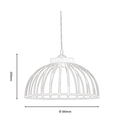 Pori Large Non Electric Pendant Shade in Matt Black Metalwork With Wood Effect Detailing (Oaks 6802)