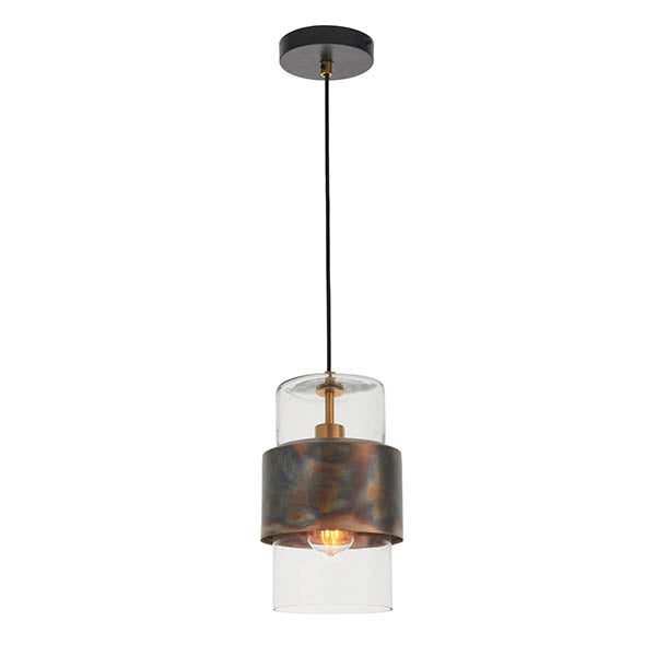Metal and Glass Vintage Akari Industrial Style Pendant Light, 1x E27
