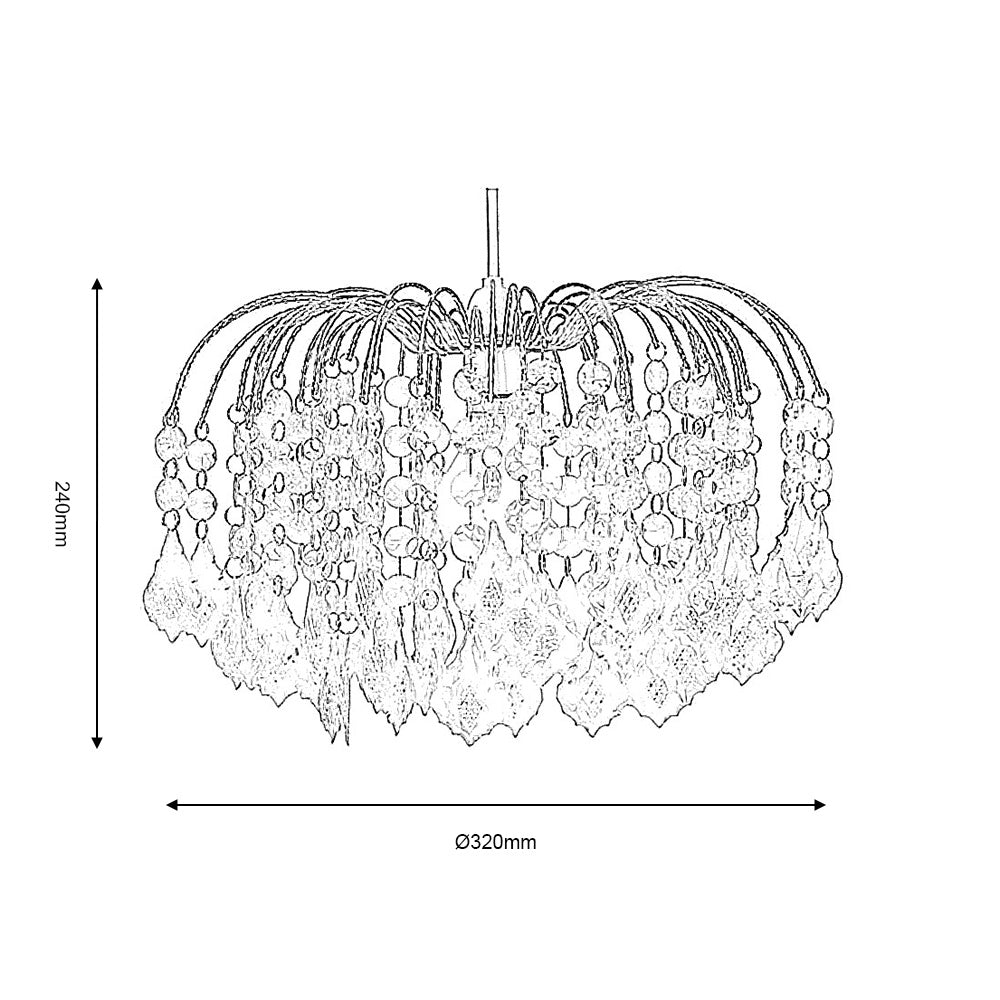 Dacia Beaded Acrylic Chandelier Pendant Shade with Curved Metalwork for all Pendant Types