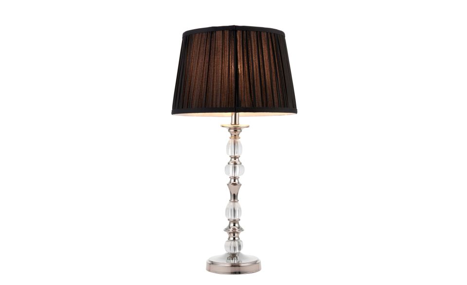 Interiors 1900 Polina Elegant Crystal and Polished Nickel Table Lamp, 1x E27 (NOT INC SHADE)