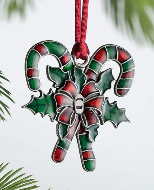 Metal and Enamel Candy Cane Tree Decoration