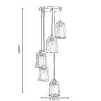 Stanley 5 Light Glass Spiral Multi Pendant With Satin Nickel Trim. 5x E27