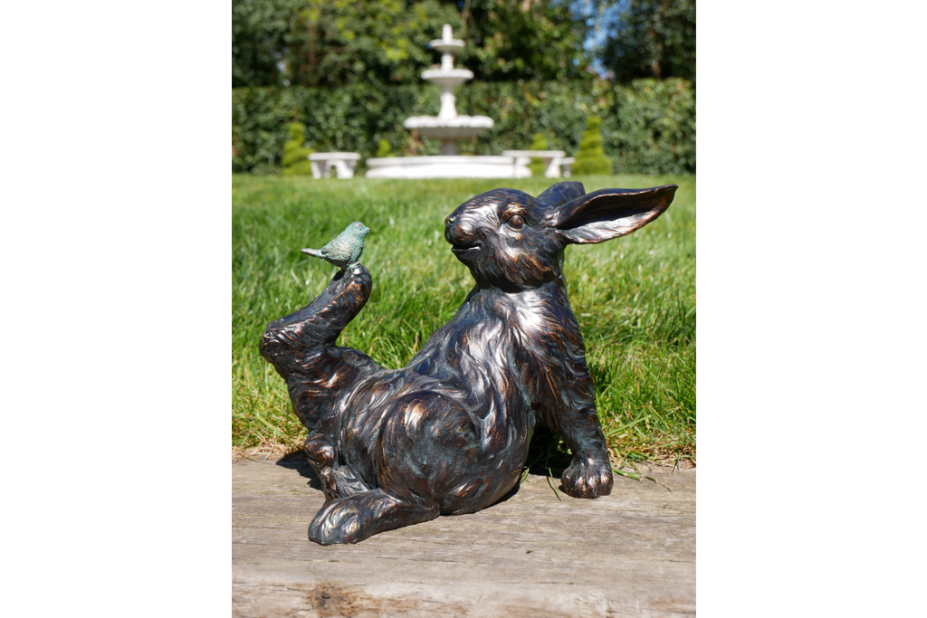 Rabbit and Bird Figurine