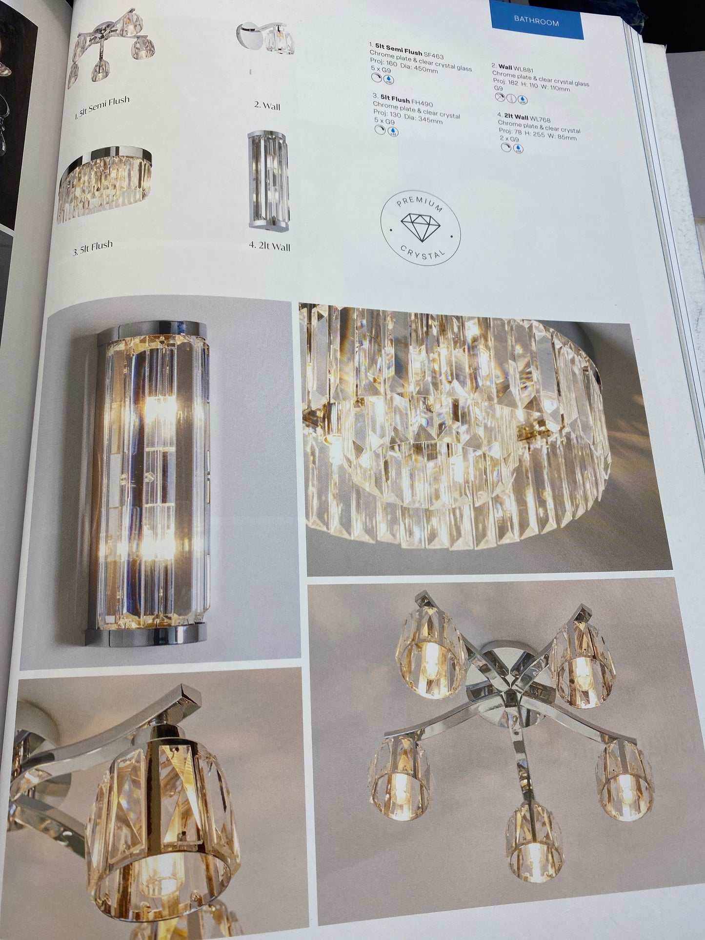 EX DISPLAY Shimmer Crystal Bathroom Wall Light 2x G9 (Endon 91820)