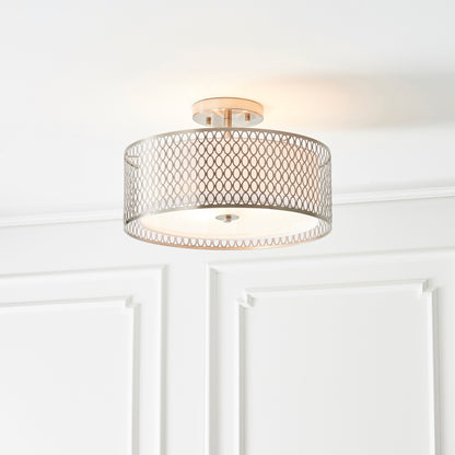 Cordero Semi Flush Ceiling Fitting with Shade, Diffuser and Metal Honeycomb Trim