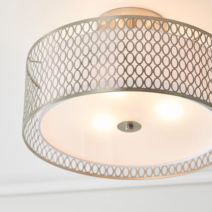 Cordero Semi Flush Ceiling Fitting with Shade, Diffuser and Metal Honeycomb Trim