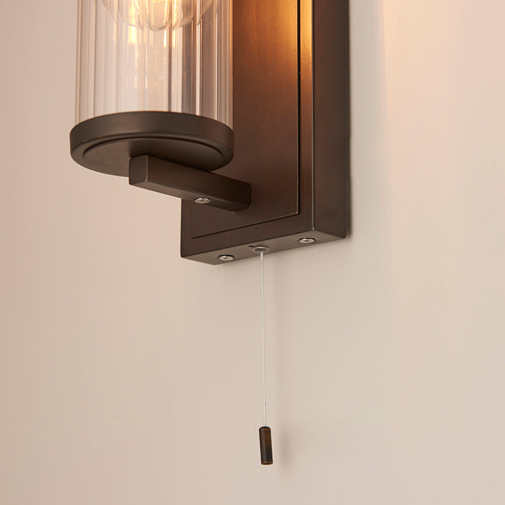 EX DISPLAY Taylor IP44 Bathroom Wall Light with Pull Switch - Bronze