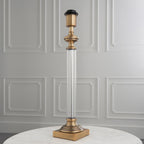 Avebury Antique Table Lamp with Acrylic Column Stem and Metal Detailing, 1x E27.