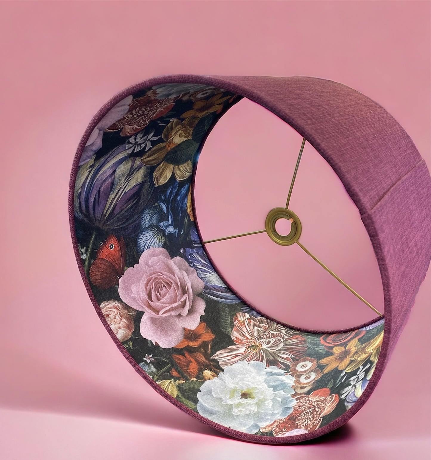 Hand Crafted Drum Lampshade - Dark Vintage Rose