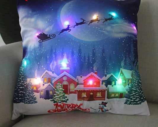 Over the Rooftops Light up Christmas Cushion