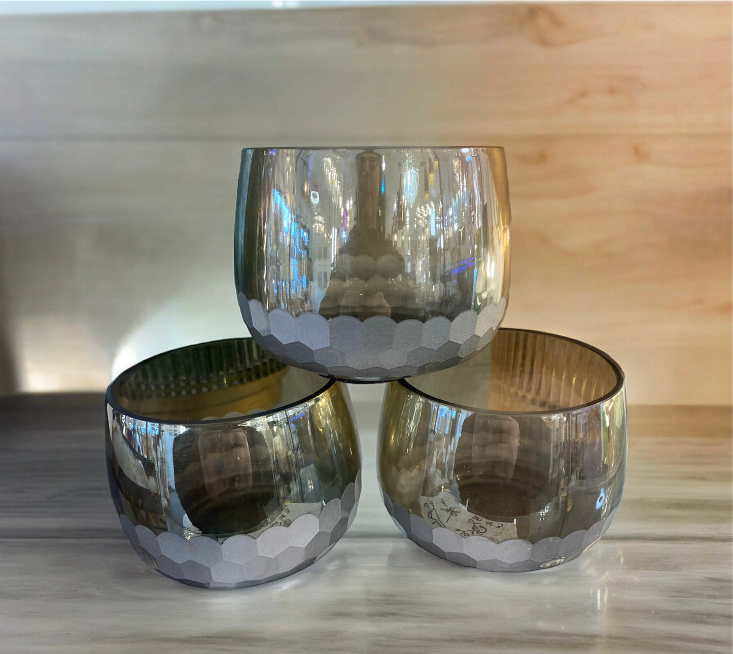 Smoke Chrome Tealight holders (set of 3)