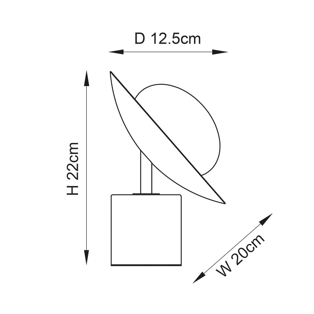 Gold & bronze dish table light with pebble shaped glass