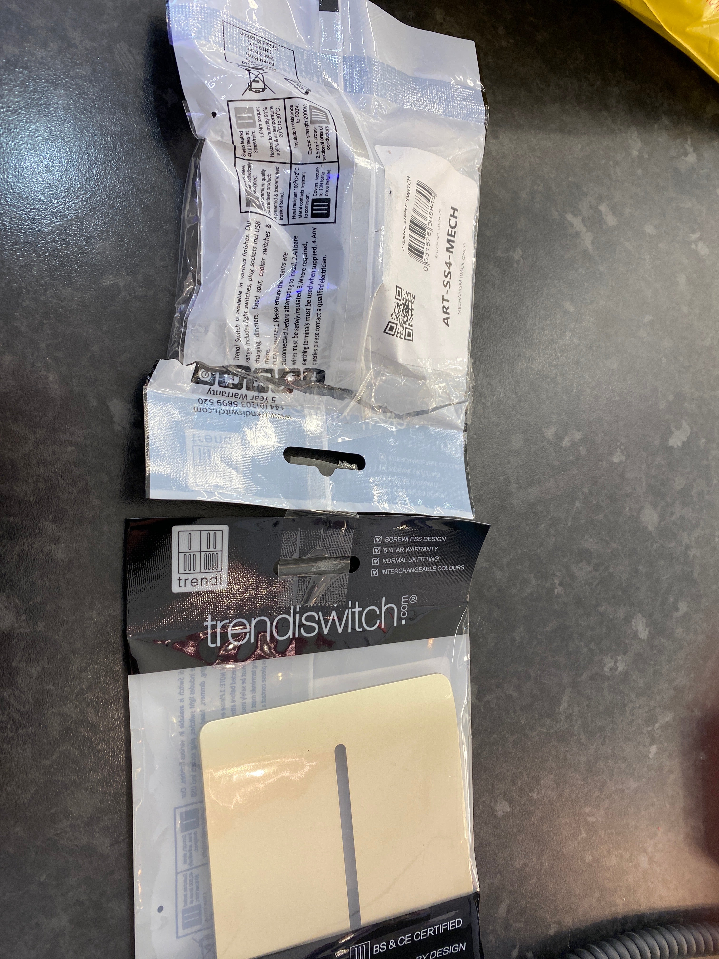 Trendi CHAMPAGNE GOLD 1 gang retractive switch for doorbells, door buzzers or intercom Systems