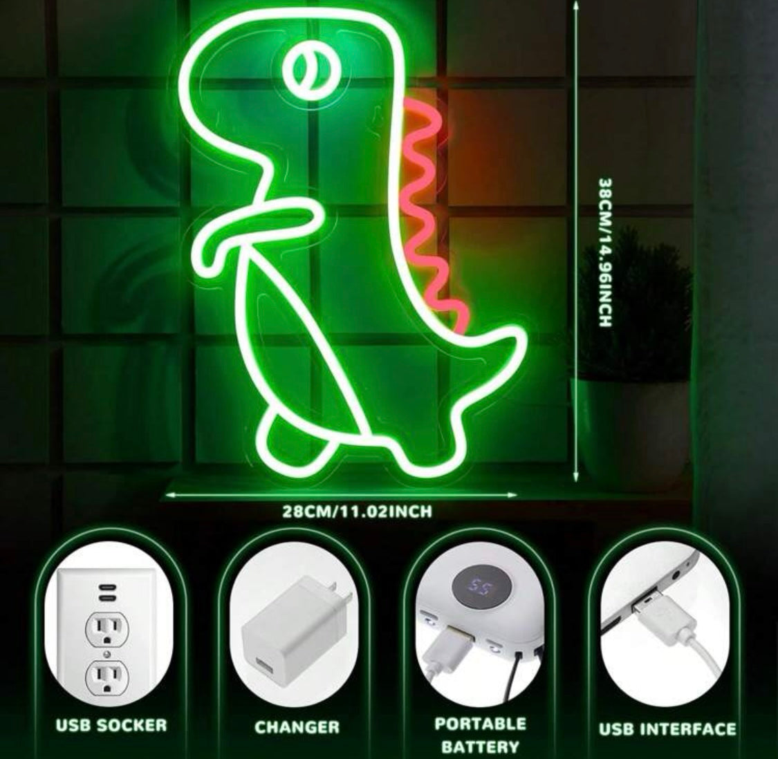 Led Neon Dinosaur Playroom Sign