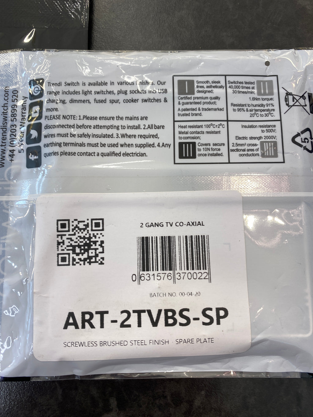 Trendi Brushed steel Plate for dimmer / ariel points